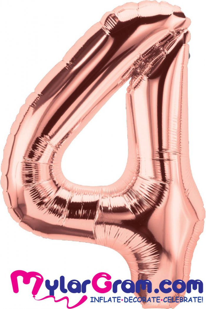 בלון ספרה 4 רוז גולד