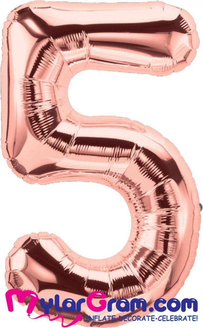 בלון ספרה 5 רוז גולד
