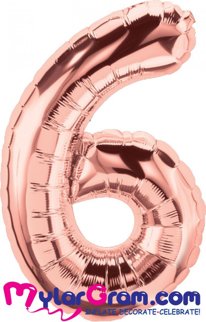 בלון ספרה 6 רוז גולד