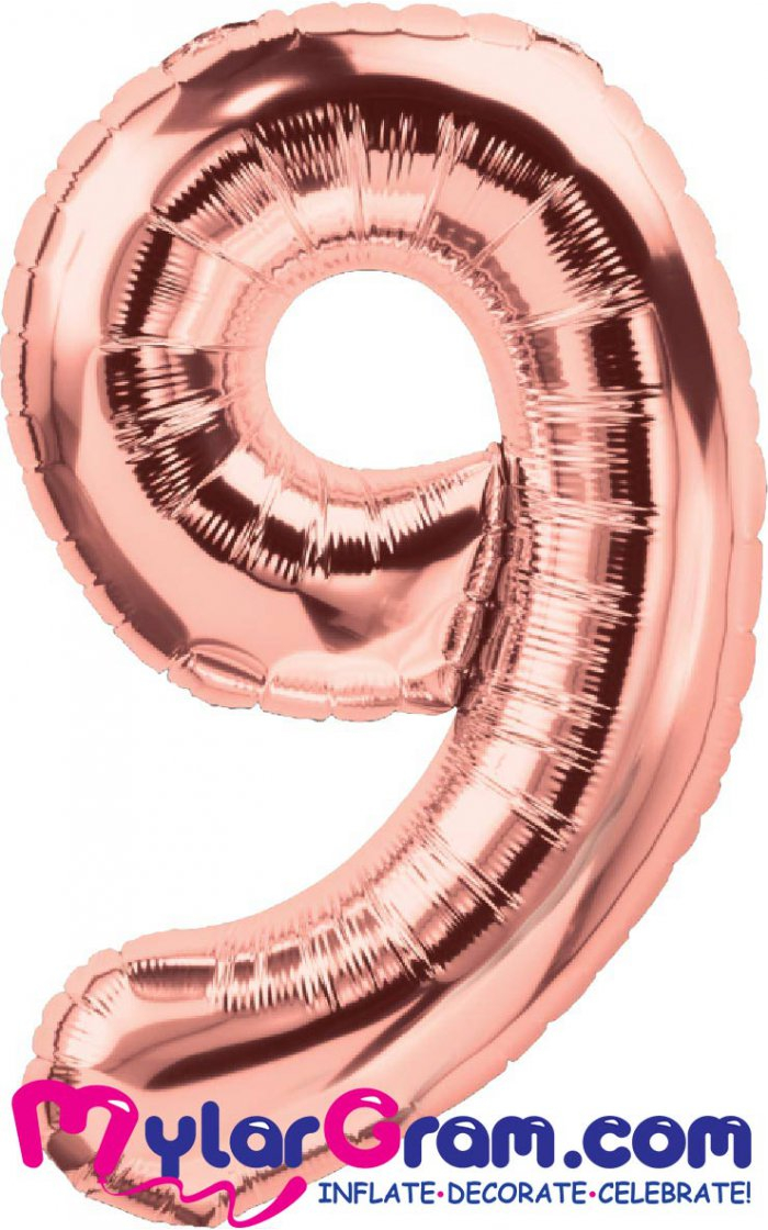 בלון ספרה 9 רוז גולד