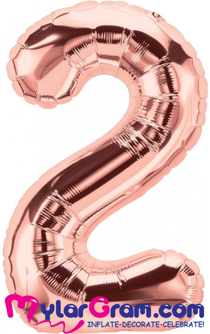 בלון ספרה 2 רוז גולד