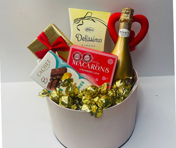 מארז פרלינים ויין