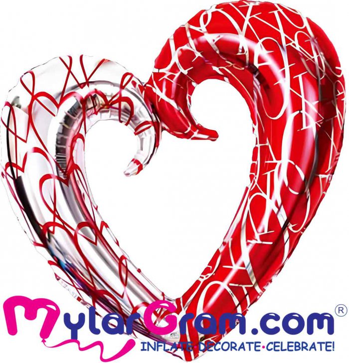 בלון לב חלול אדום לבן מקושקש